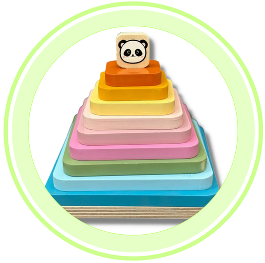 Rainbow Stacking Square Panda Wooden Stacker