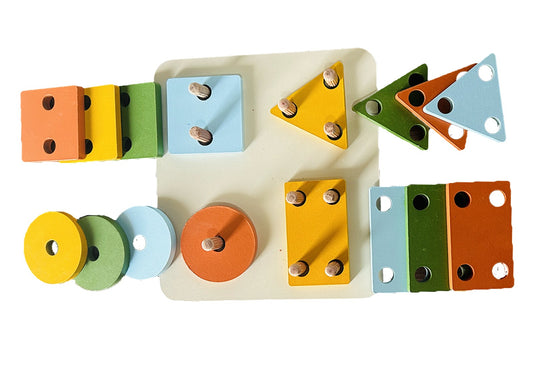 Geometric Sorting & Stacking Wooden Puzzle